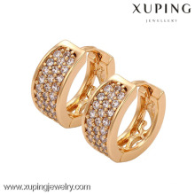 29333 - C208084 Boucles d&#39;oreilles en plaqué or 18K, Xuping Fashion, élégantes boucles d&#39;oreilles populaires Huggie avec verre